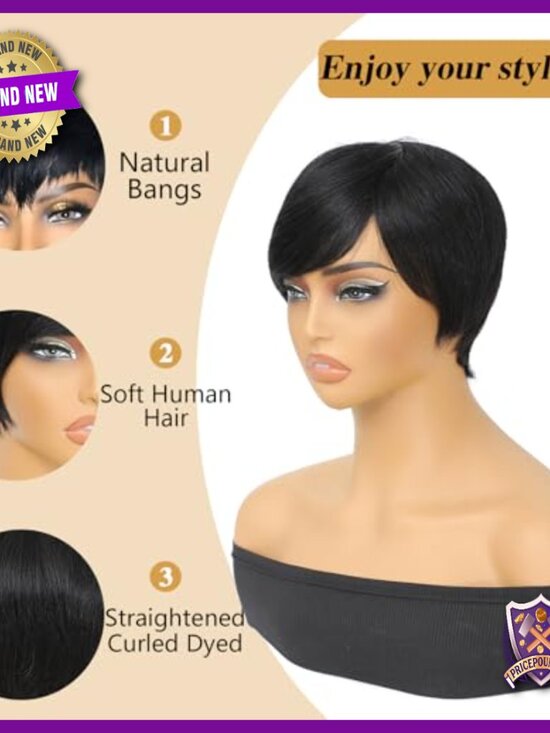Short Blonde Pixie Cut Human Hair Wig 150% Density Glueless Lightweight main image 4
